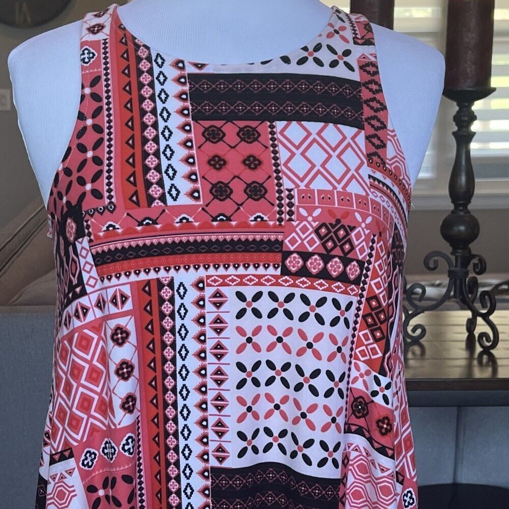 Bobbie Brooks Sleeveless Knit Dress Small Soft Casual Summer Patchwork Print S - Picture 2 of 14